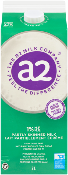 The a2 Milk Company Lait Partiellement Écrémé 1% M.G. 2 L