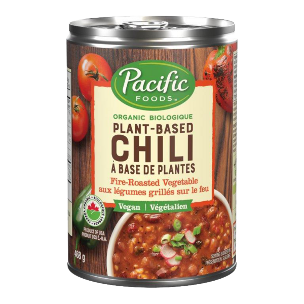 Pacific Foods Chili à base de plantes aux légumes grillés sur le feu