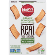 Mary's Organic Crackers Real Thin Crackers Craquelins Ail et Romarin Biologiques 142 g