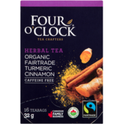 Four O'Clock Herbal Tea Organic Fairtrade Turmeric Cinnamon 16 Teabags 32 g