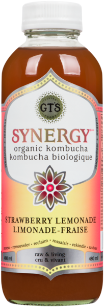 GT's Living Foods Synergy Kombucha Biologique Lemonade-Fraise 480 ml