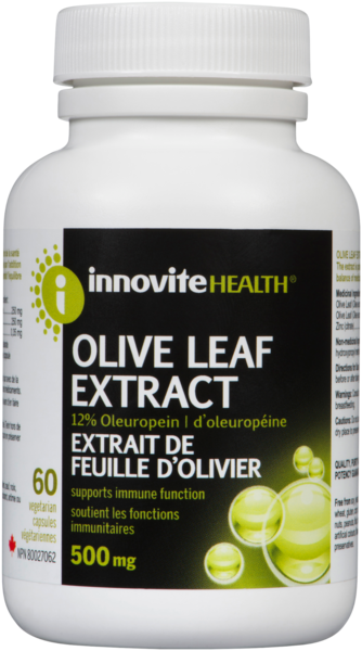 Innovite Health Extrait de Feuille d'Olivier 500 mg 60 Capsules Végétariennes