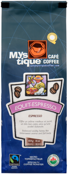 Café Mystique Coffee Equit-Espresso Grains 454 g