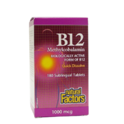 Natural Factors B12 Méthylcobalamine 1 000 mcg 180 comprimés sublinguaux