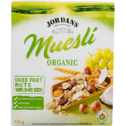 Jordans Muesli Organic Dried Fruit Nuts Sunflower Seeds 450 g