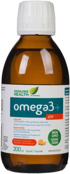 Genuine Health Omega3+ Joy Liquid huile de poisson ,  Orange, 2,156mg EPA, 314mg DHA