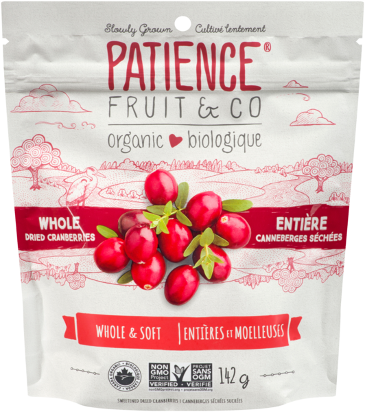 Patience Fruit & Co Biologique Canneberges Séchées Sucrées Entières et Moelleuses 142 g