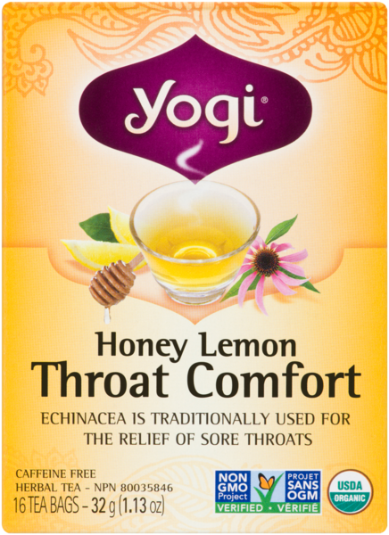 Yogi Citron et Miel Confort pour la Gorge Tisane 16 Sachets de Thé 32 g