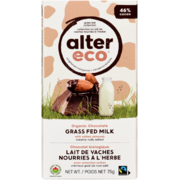 Alter Eco Chocolat Biologique Lait de Vaches Nourries à l'Herbe avec Amandes Salées 75 g