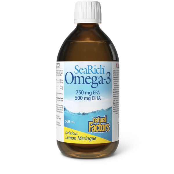 Natural Factors SeaRich Oméga-3  750 mg AEP / 500 mg ADH  500 mL liquide meringue au citron