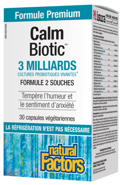Natural Factors Calm Biotic  3 milliards cultures probiotiques vivantes  30 capsules végétariennes