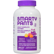 Smarty Pants Adult Complete and Fiber Omega 3s Fiber Folate D3-B12 180 Gummies