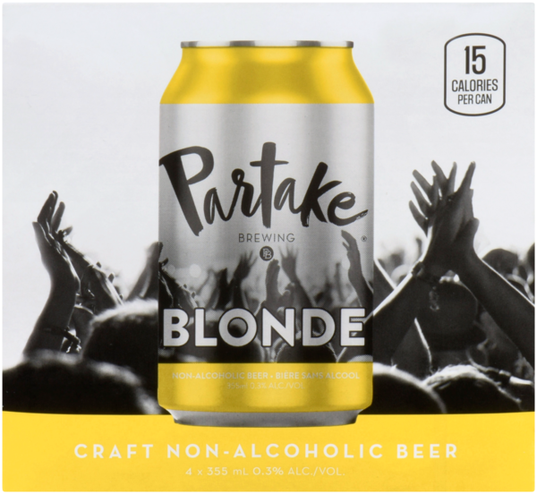 Partake Bière Artisanale Sans Alcool Blonde 4 x 355 ml
