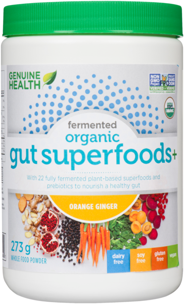 Genuine Health Superaliments+ Fermentés Biologiques pour l'Intestin Aliments Entiers en Poudre 273 g