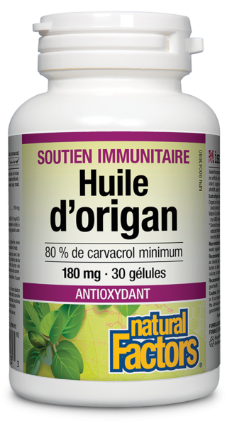Natural Factors Huile d'origan  180 mg  30 gélules