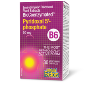 Natural Factors BioCoenzymé Pyridoxal 5’- phosphate • B6 50 mg 30 capsules végétariennes