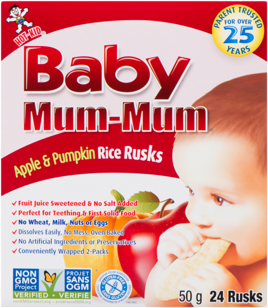 Hot-Kid Baby Mum-Mum Biscottes de Riz Pomme & Citrouille 24 Biscottes 50 g