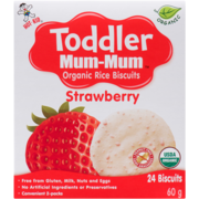 Hot Kid Toddler Mum-Mum Organic Rice Biscuits Strawberry 24 Biscuits 60 g