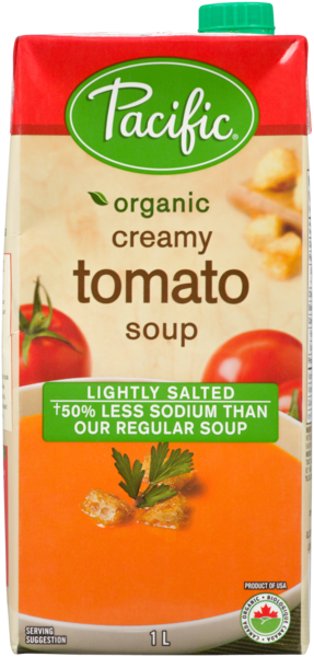 Pacific Foods Soupe Crémeuse aux Tomates Légèrement Salé Biologique 1 L