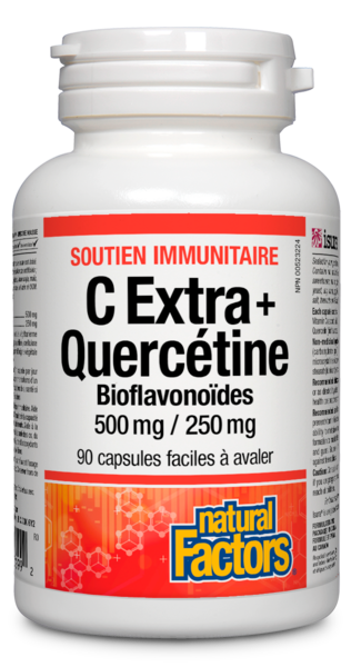 Natural Factors C Extra + Quercétine  Bioflavonoïdes   500 mg / 250 mg  90 capsules faciles à avaler