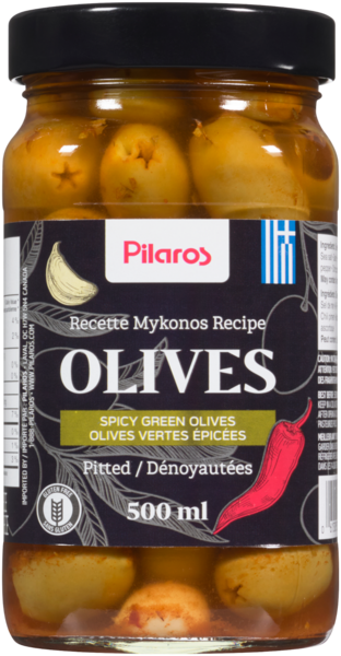 Pilaros Olives Vertes Épicées Dénoyautées 500 ml