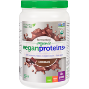 Genuine Health Fermented Organic Vegan Proteins+, Natural Chocolate Protein Powder, 20g Protein, 600g tub, 20 servings
