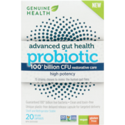 Genuine Health Advanced Gut Health probiotique Haute puissance, 100 milliards CFU, 15 diverses souches