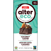 Org. Coconut Toffee Dark Salted 47% Chocolate Bar