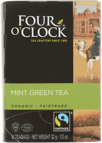 Four O'Clock Organic Fairtrade Mint Green Tea 16 Teabags 32 g