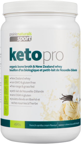 KetoPro bouillon d'os biologique et petit-lait de Nouvelle-Zélande - 
crème à la vanille française - poudre
