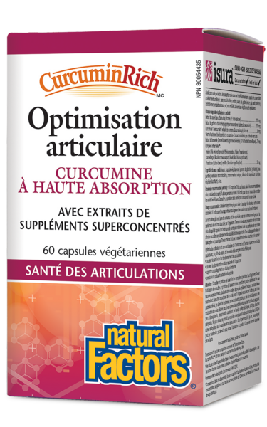 Natural Factors Optimisation articulaire curcumine à haute absorption   60 capsules végétariennes