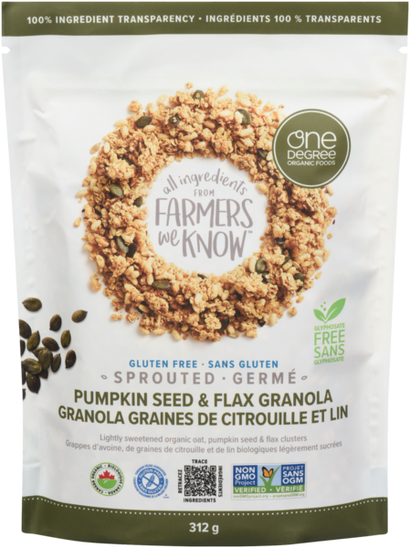 One Degree Organic Foods Granola Graines de Citrouille et Lin Germé 312 g