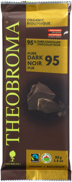 Theobroma Chocolat 95 % Chocolat Noir 95 Noir Pur Biologique 80 g