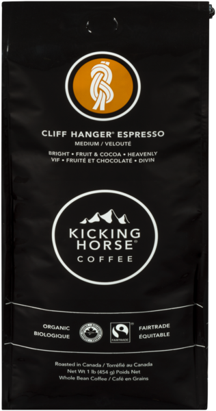 Kicking Horse Coffee Whole Bean Coffee Cliff Hanger Espresso Medium Organic 454 g