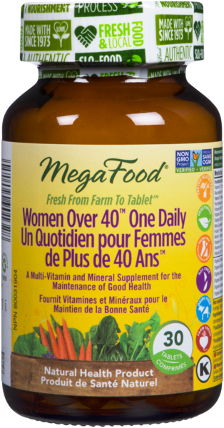 Megafood Multivitamines Quotidiennes pour Femmes de 40 Ans + 30 Comprimés