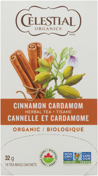 Celestial Organics Herbal Tea Cinnamon Cardamom Organic 18 Tea Bags 32 g