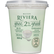 Maison Riviera Yogourt Nature Grec Bio Sans Lactose 2% M.G. 650 g