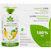 Bioitalia Organic Puree Pear and Banana 6 Pouches x 120 g (720 g)