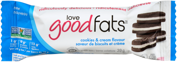 Love Good Fats Barres Collations Saveur de Biscuits et Crème 39 g