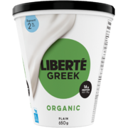 Liberté Greek Yogourt Plain Organic 2 % M.F. 650 g