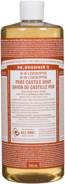 Dr. Bronner's 18-en-1 Savon de Castille Pur Eucalyptus 946 ml