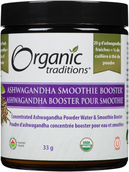 Organic Traditions Booster pour Smoothie Ashwagandha 33 g