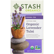 Stash Organics Herbal Tea Caffeine-Free Organic Lavender Tulsi 18 Tea Bags 23 g