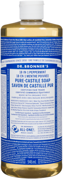 Dr. Bronner's 18-en-1 Menthe Poivrée Savon de Castille Pur 946 ml