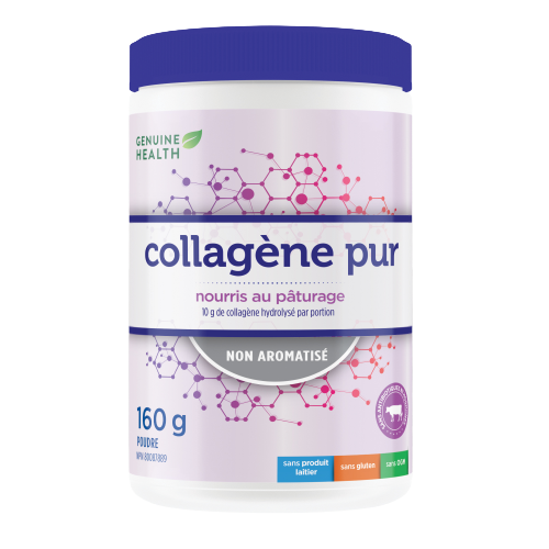 Genuine Health Clean Collagen, poudre de collagène bovin hydrolysé non aromatisé, nourri à l'herbe.