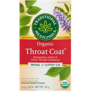 Traditional Medicinals Throat Coat Original with Slippery Elm Organic 20 Wrapped Tea Bags x 2.0 g (40 g)