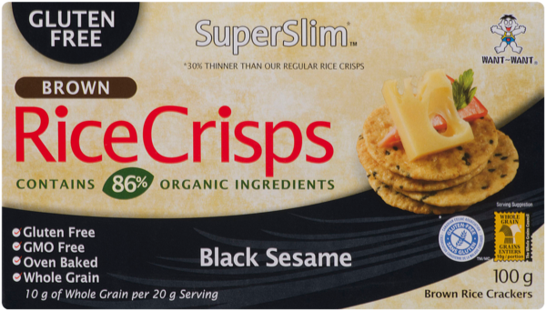 SuperSlim Brown Rice Crisps Sésame Noir 100 g