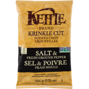 Kettle Brand Krinkle Cut Potato Chips Salt & Fresh Ground Pepper 220 g
