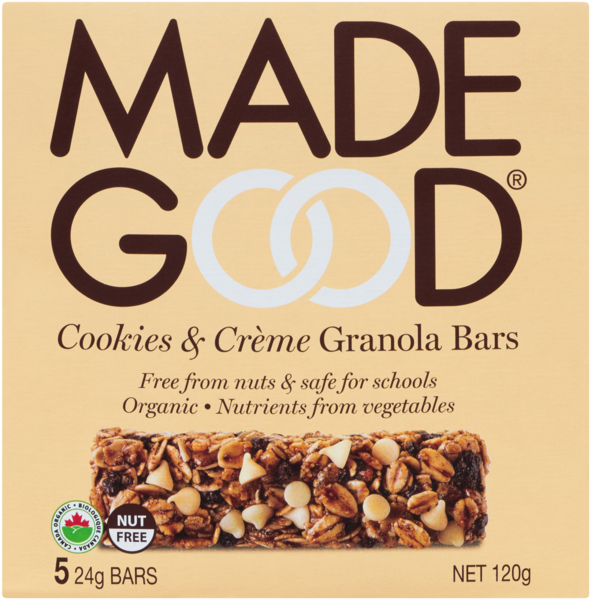 Made Good Barres Granola Biscuits et Crème 5 Barres x 24 g (120 g)