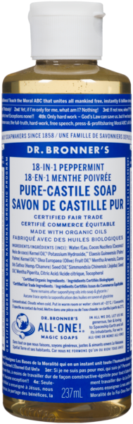 Dr. Bronner's 18-en-1 Menthe Poivrée Savon de Castille Pur 237 ml